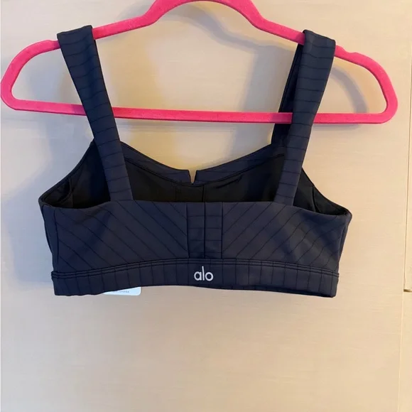 ALO Yoga Black Ribbed Support Sports Bra - Picture 7 of 10